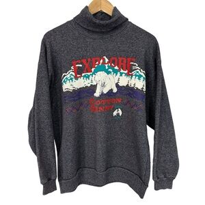 Vintage Cotton Ginny Turtleneck Sweatshirt Womens L Purple Grey Polar Bear VGUC